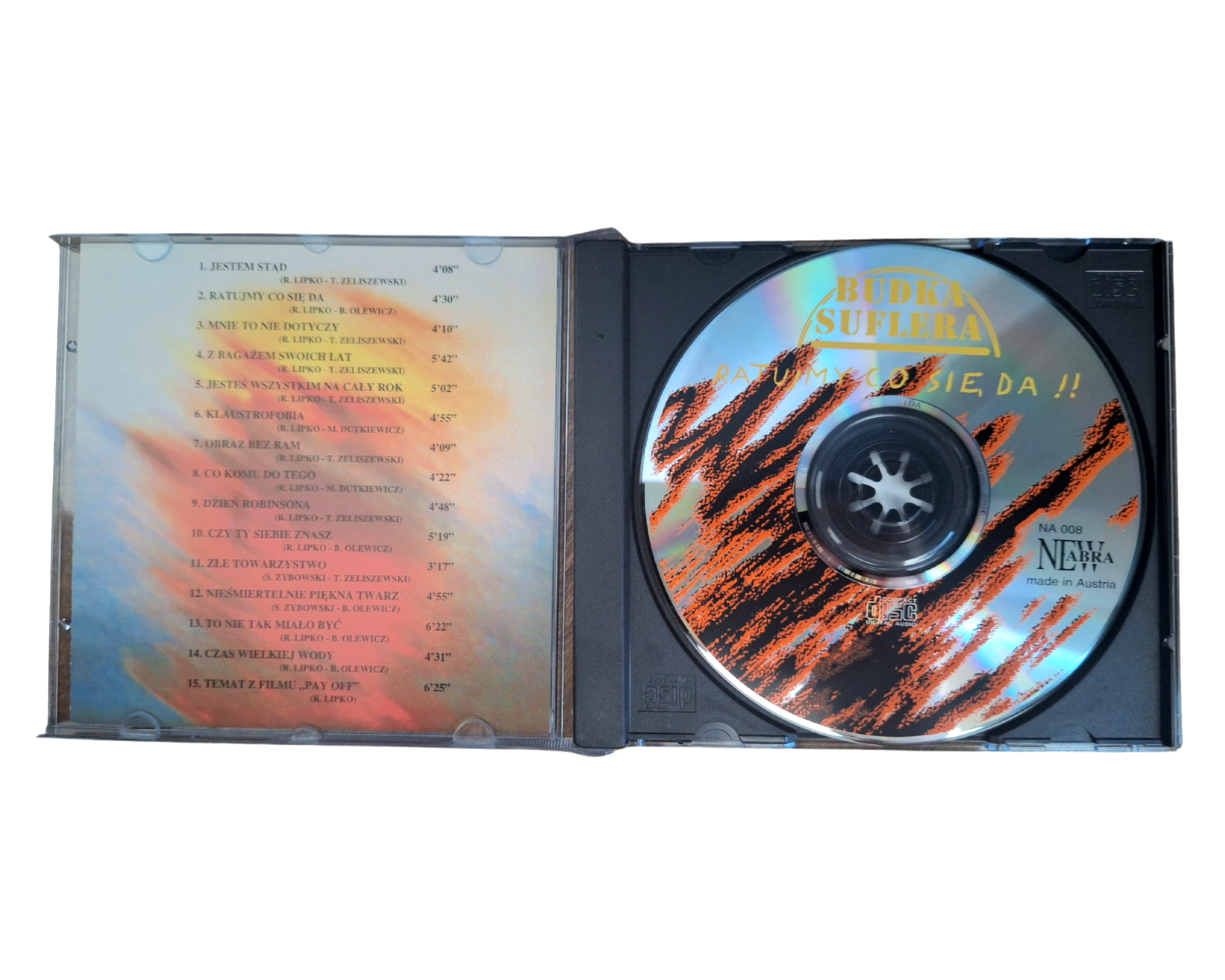 Otwarta płyta CD. Widać logo Budki Suflera i tytuł "Ratujmy co sięda"